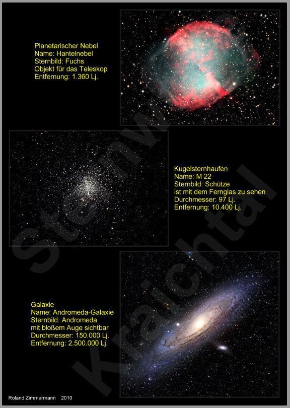 Unsere direkte Nachbarn, Planetarischer Nebel, Kugelsternhaufen, Andromeda-Galaxie