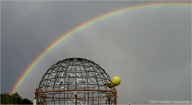 doppelter Regenbogen nah über dem Planetarium